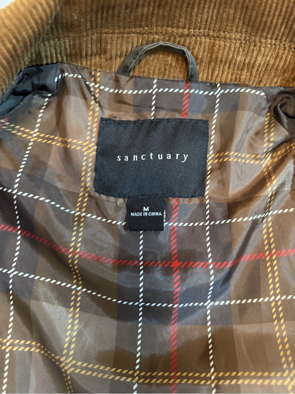 New Sanctuary brown SALG-25789-STC barn jacket with corduroy collar. Size medium - Picture 8 of 16